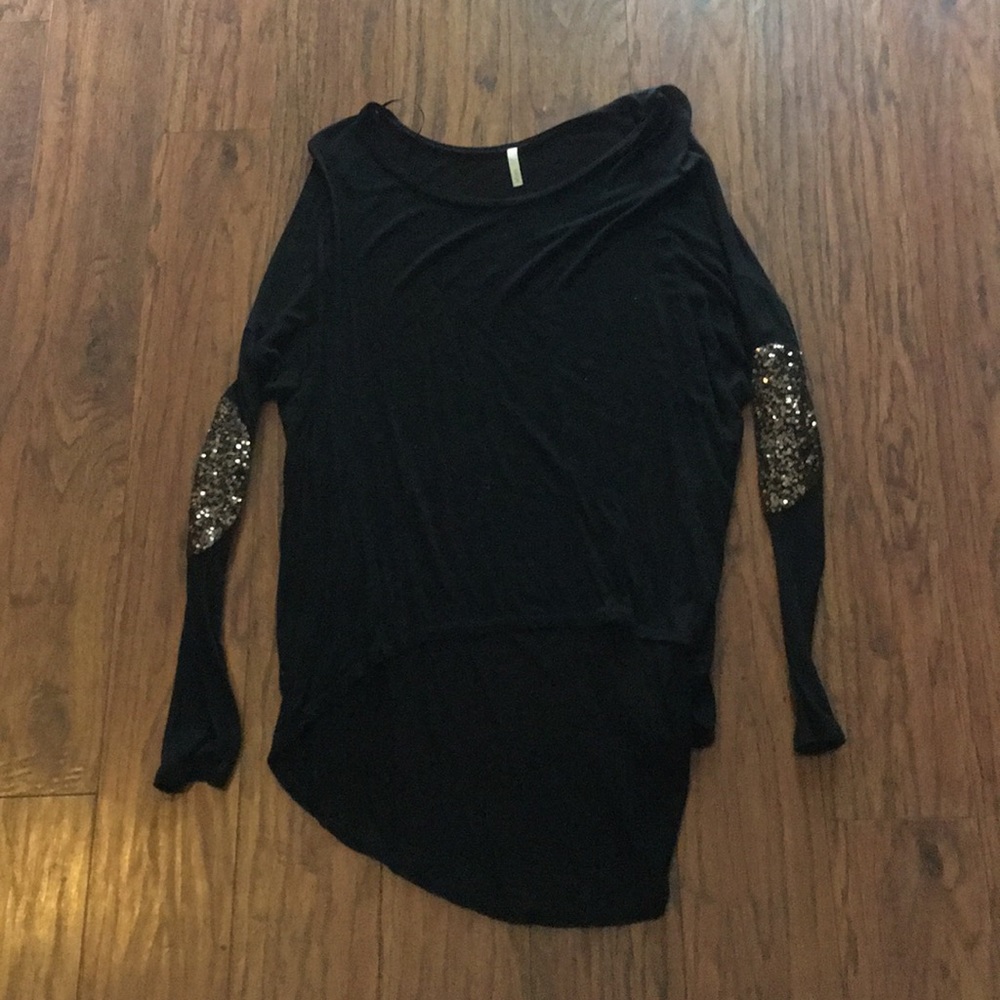 Lightweight black tunic with gold glitter elbows